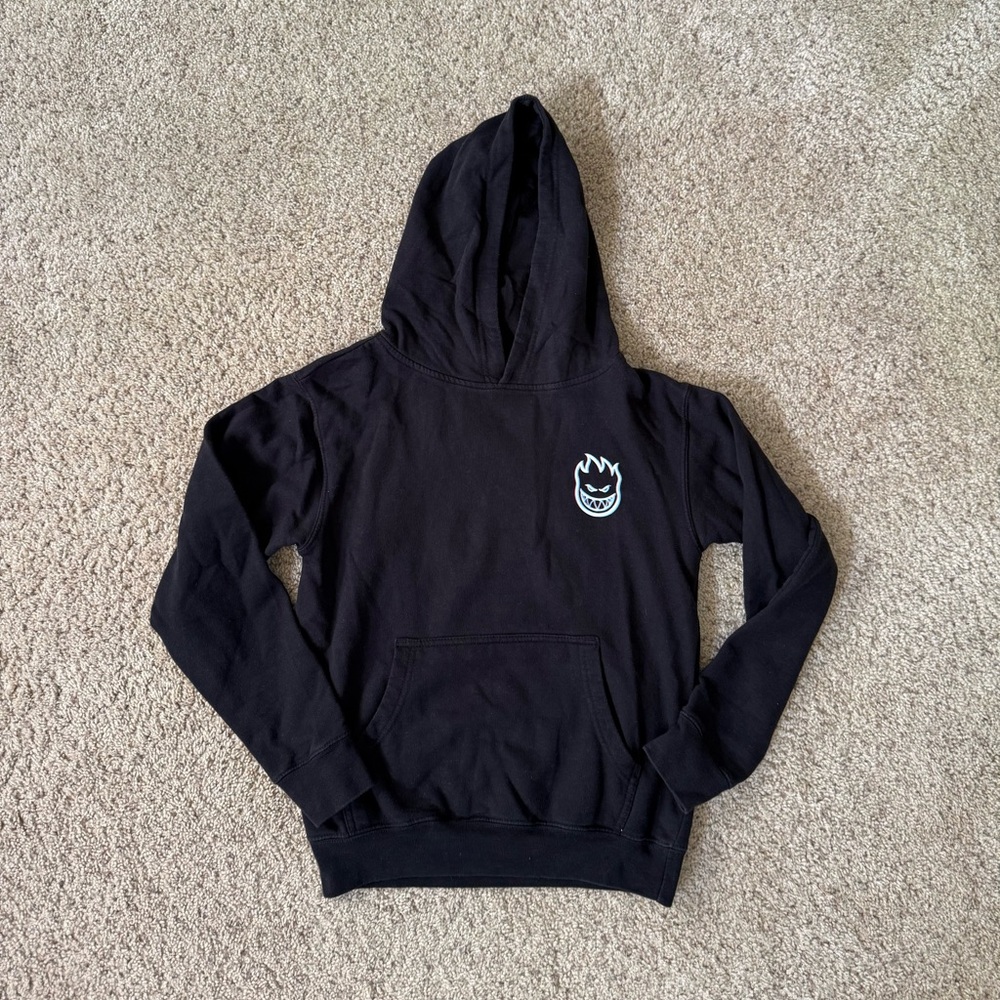 Spitfire Black Kids Hoodie with White Flame Logo